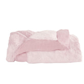 Little Giraffe pink satin-trim blanket with plush faux fur for newborn comfort