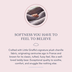 Little Giraffe Chenille blanket in nursery—gentle warmth for newborn sleep.