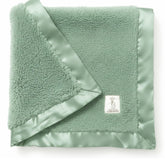 Little Giraffe chenille baby blanket Sage closeup shows plush softness for cozy snuggles.
