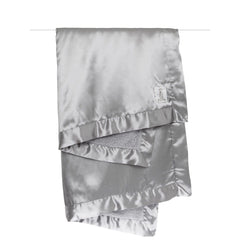 Little Giraffe chenille satin blanket front view highlights silky-soft texture for cozy baby snuggles.