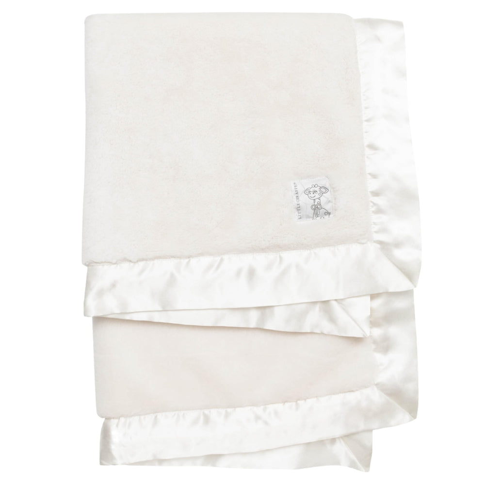 Little Giraffe Posh Mink fabric swatch shows ultra-soft plush for newborn comfort.