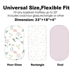 Little Grape Land bassinet sheets fit oval rectangle hourglass mattresses up to 33x18