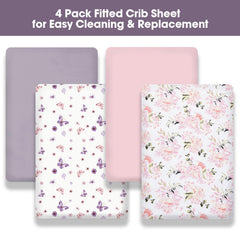 Little Grape Land crib sheets girl 4-pack fabric-closeup emphasizes ultra-soft breathable microfiber for delicate skin