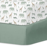Little Grape Land crib sheets printed safari—soft microfiber for gentle baby comfort.