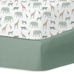 Little Grape Land crib sheets printed safari—soft microfiber for gentle baby comfort.