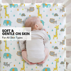 Little Grape Land stretch-fit crib sheets—easily slips on and stays snug on standard crib mattresses