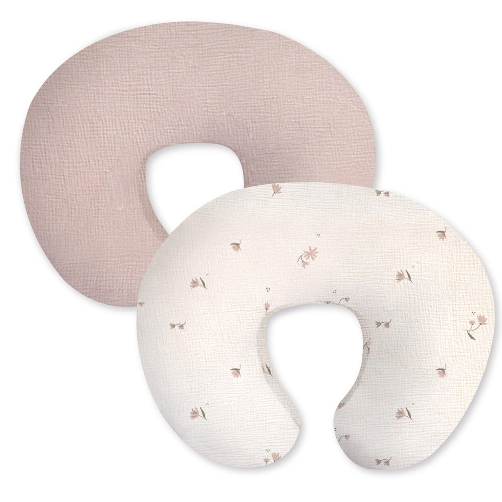 Little Grape Land fog flower pattern closeup showing breathable muslin texture for baby comfort