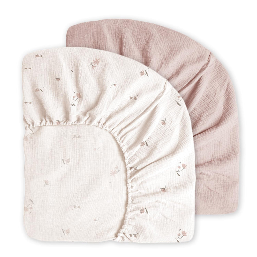 Little Grape Land muslin crib sheets front view showing soft cotton surface for gentle sleep