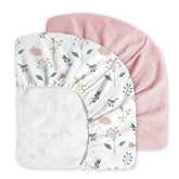 Little Grape Land pink bunny crib sheet pack — soft muslin for gentle baby comfort