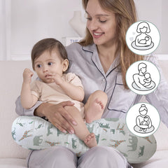 Little Grape Land pillow used during feeding for arm and shoulder comfort.