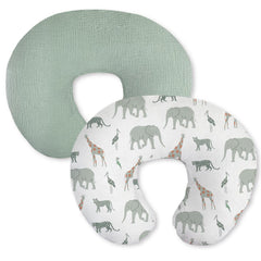 Little Grape Land muslin nursing pillow cover in Safari print for baby-soft comfort