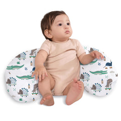 Little Grape Land nursing pillow alligator design, front view offering supportive feeding position