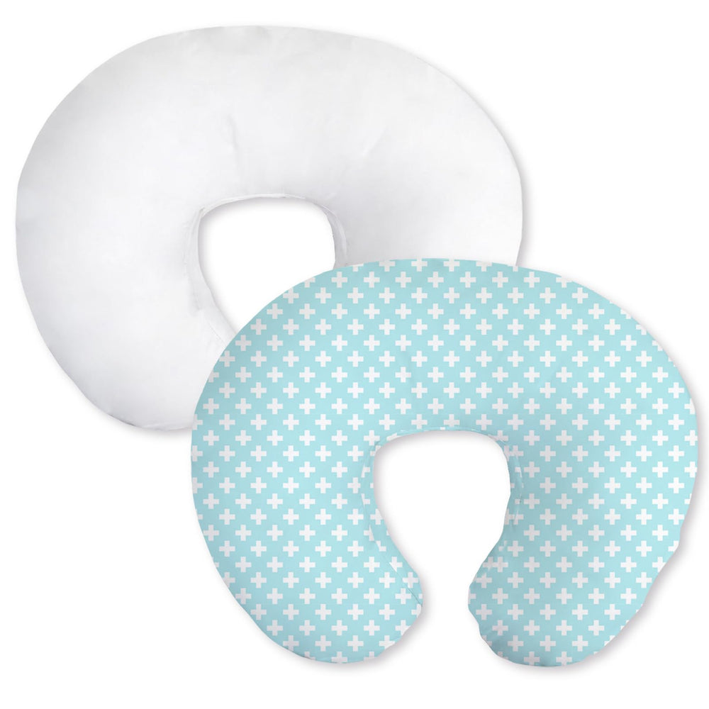 Little Grape Land nursing pillow cover aqua closeup highlights soft breathable cotton