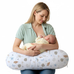Little Grape Land nursing pillow cover closeup showing soft OEKO TEX fabric for skin comfort.