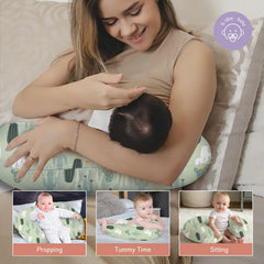 Little Grape Land nursing pillow side view aids comfortable breastfeeding sessions.