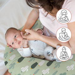 Little Grape Land tummy-time scene highlights supportive position for baby.