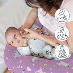 Little Grape Land wide, firm-design nursing pillow provides stable feeding surface.