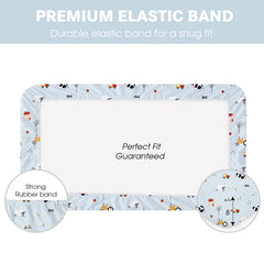 Little Grape Land toddler sheets feature 360-elastic edge for smooth, secure sleep surface