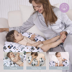 Little Grape Land extra-wide design pillow provides stable feeding surface.