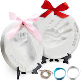 Little Hippo baby ornament setup with two easels for display options.