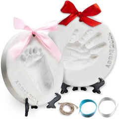 Little Hippo baby ornament setup with two easels for display options.
