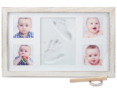 Little Hippo footprint kit Rustic White large front view for a timeless keepsake