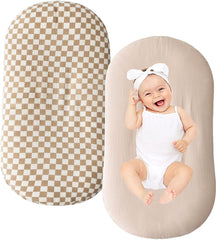 Little Jump checkered lounger cover on soft cotton, gentle for delicate newborn skin