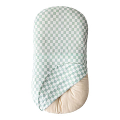Little Jump coffee checkered cover fits standard newborn loungers.