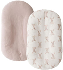 Little Jump bunny closeup shows soft muslin fabric for gentle baby skin