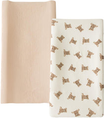 Little Jump teddy bears changing pad cover shows soft breathable surface.