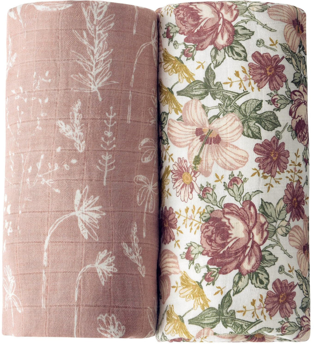 Little Jump Western Wild Flowers swaddle in soft muslin for breathable newborn comfort.