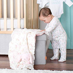 Little Me bunny security blanket featuring embroidery and rattle for engaging playtime.