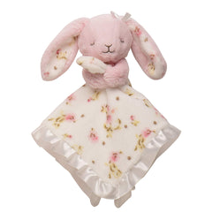 Little Me plush rattle bunny with satin snuggle blanket for soothing nighttime comfort.