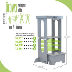Little Partners Adjustable Heights enable growing toddlers to reach counters safely.