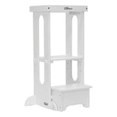 Little Partners Foldable Toddler Tower soft white assembled for safe cooking participation