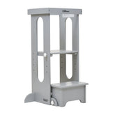 Little Partners Foldable Toddler Tower with wood construction supports safe kitchen exploration.