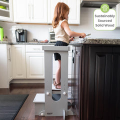 Little Partners Folding Step Stool Storage keeps clutter out after activities.