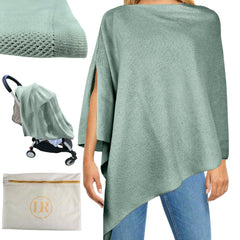 Little Rou Peekaboo nursing cover sage fabric close-up showing soft organic cotton blend for comfort