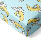 Little Sleepies Bananas crib sheet closeup showing buttery-soft bamboo texture for gentle sleep