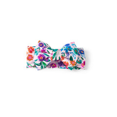 Little Sleepies Luxe Bow Headband Sweet Pea front view highlights buttery softness for baby styling.