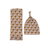 little sleepies rust rainbows swaddle and hat set in soft breathable viscose for newborns