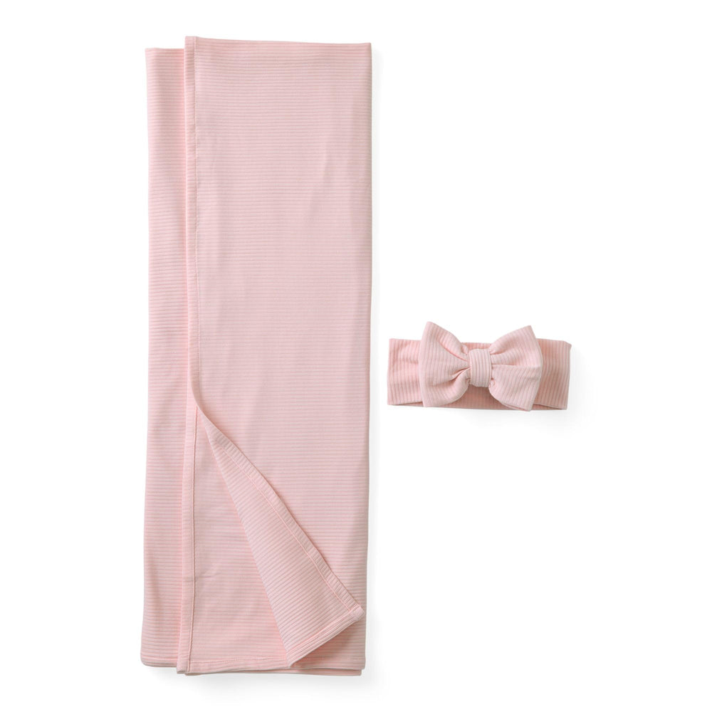 Little Sleepies swaddle Prima Pink ribbed fabric, buttery-soft 44x44 inch square for newborn comfort