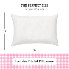 Little Sleepy Head toddler pillow front view showing compact size for small beds.