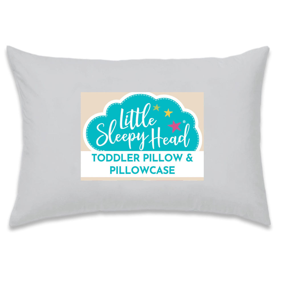 Little Sleepy Head 13x18 gray toddler pillow front view for snug, comfy naps