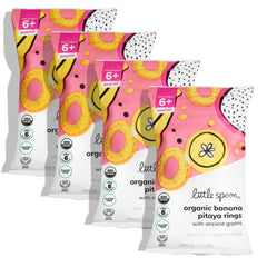 Little Spoon Banana Pitaya Meltable Baby Puffs front bag highlights organic self-feeding snack.