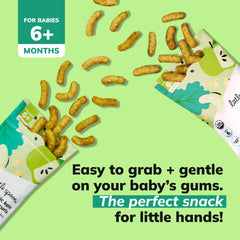 Little Spoon Kale Apple Meltable Baby Puffs self-feeding shapes promote grasping.