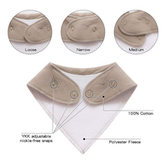 Little Tots bib with adjustable snaps fits growing babies securely.