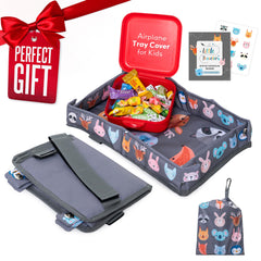 Little Traveler airplane-tray-cover-on-tray provides a clean, safe surface for kids on flights.