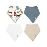 Little Unicorn bandana bib front view shows absorbent cotton for drool control