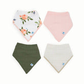Little Unicorn baby bandana bib with watercolor roses pack showcases absorbent front for drool-heavy days.